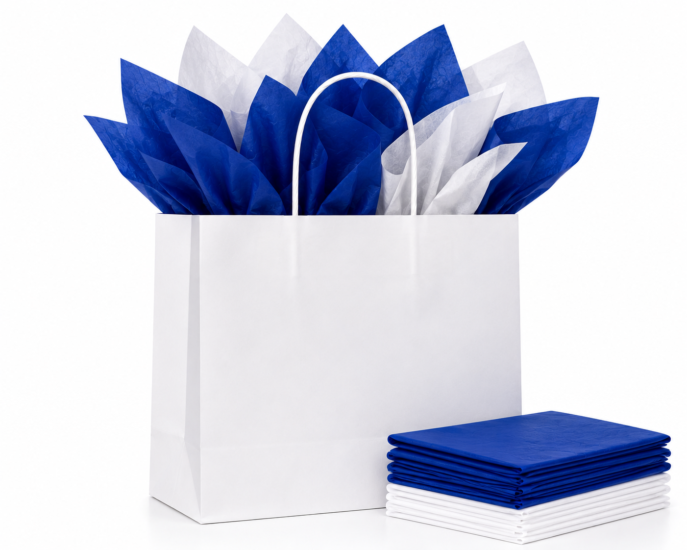 Parade Blue and White tissue paper combination